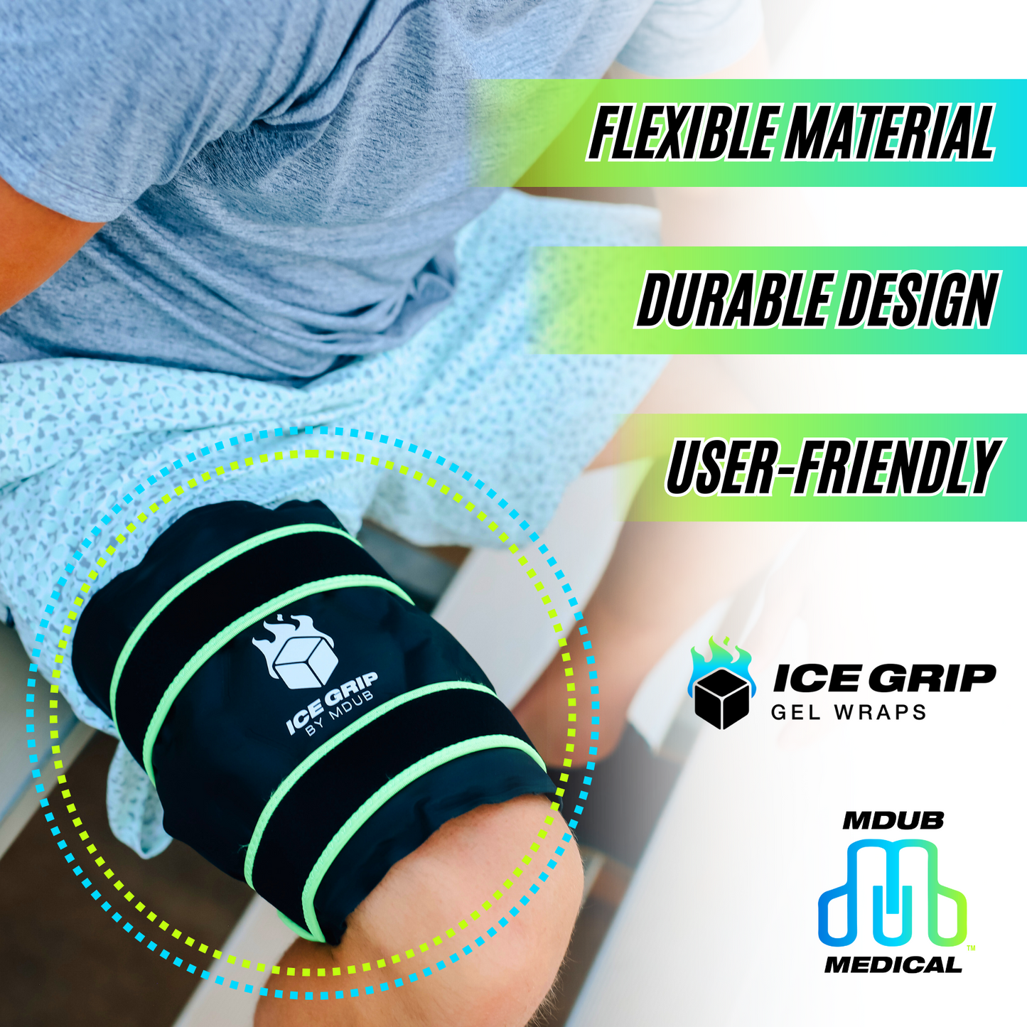 IIce Grip - Knee & Patella Wrap, Knee Brace, Knee Support, Patella Wrap - MDUB Athletics