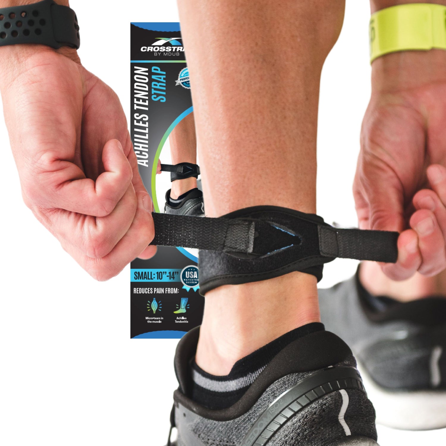 Crosstrap - Achilles Tendon Strap, Ankle Tendonitis Pain Relief Support Brace, Hiking, Soccer, Basketball, Running, Tennis, Volleyball & Pickleball - MDUB Athletics