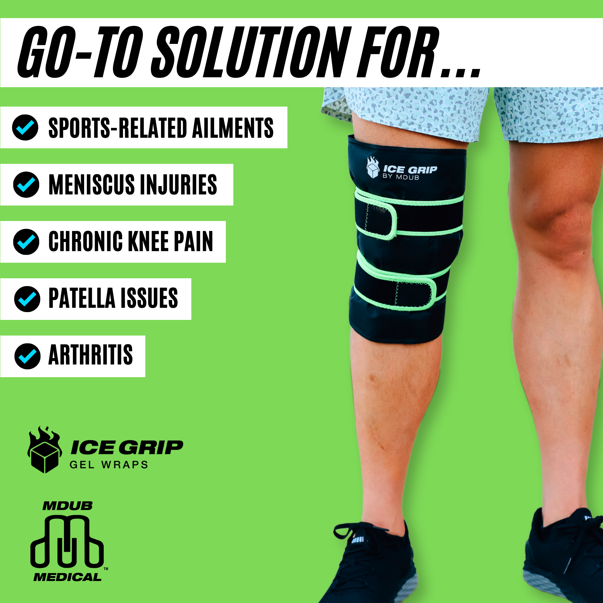 IIce Grip - Knee & Patella Wrap, Knee Brace, Knee Support, Patella Wrap