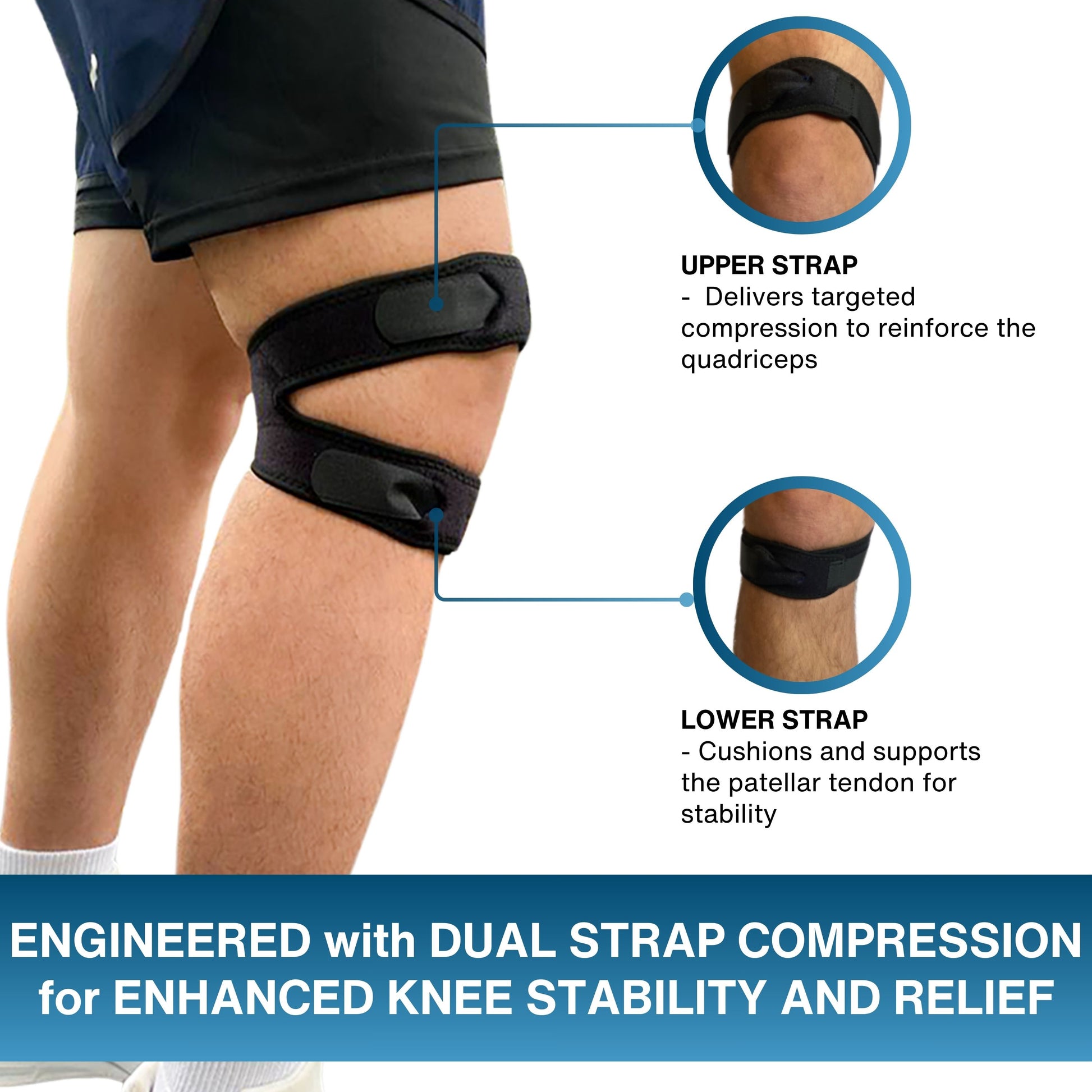 Crosstrap - Knee Brace, Patella Knee Strap Pro, Knee Patella Strap (Small) - MDUB Athletics