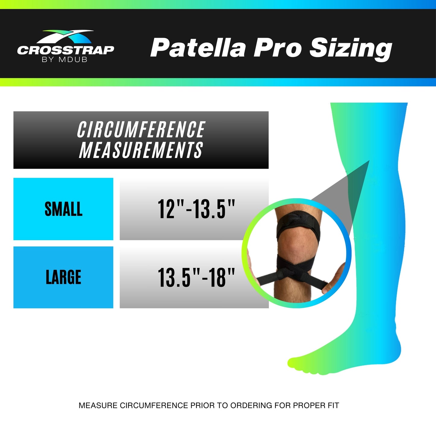 Crosstrap - Knee Brace, Patella Knee Strap Pro, Knee Patella Strap (Small) - MDUB Athletics