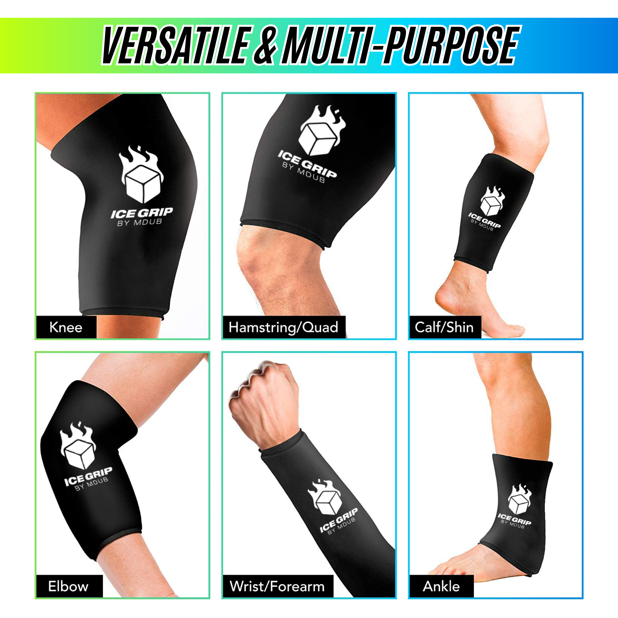 Ice Grip - Gel Sleeve, Knee Brace, Knee Support, Elbow Brace, Elbow Support