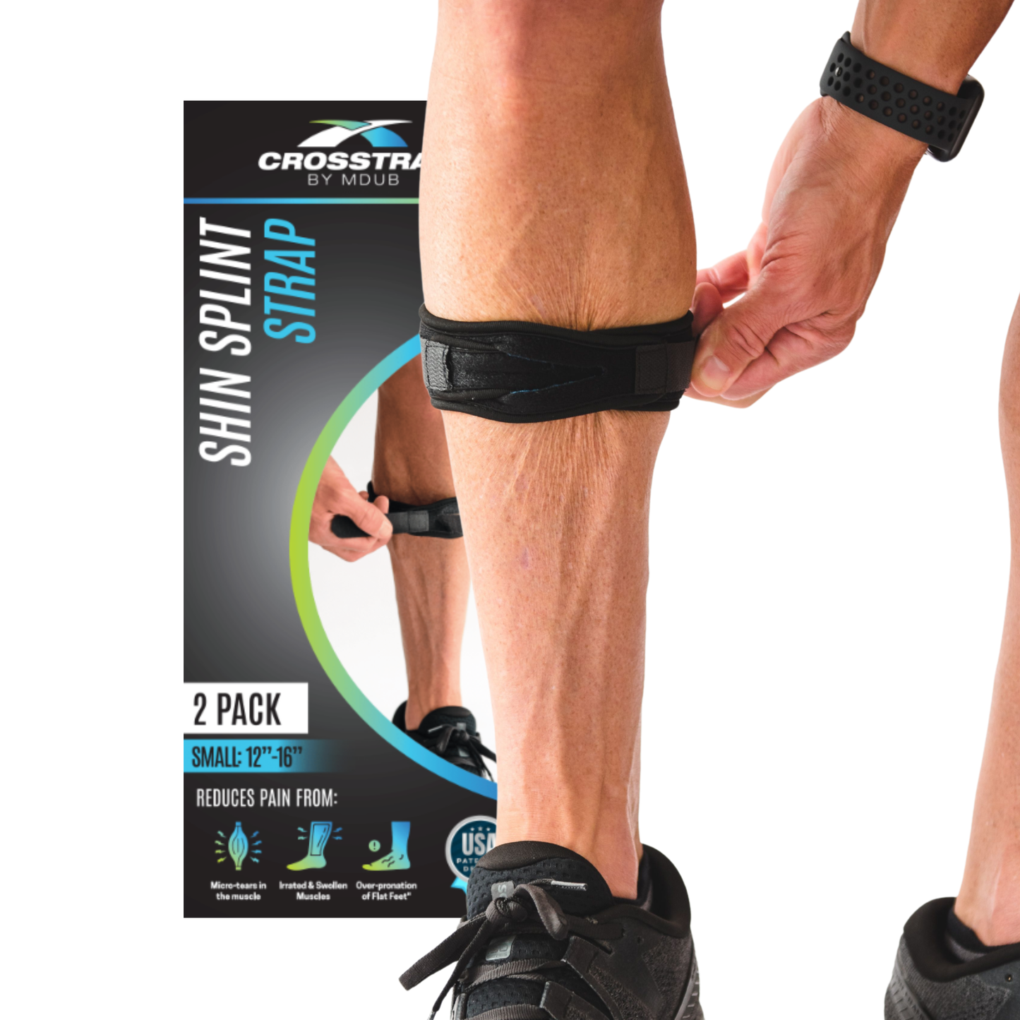 Crosstrap - Black Adjustable Neoprene Shin Splint & Leg Compression Support Straps - MDUB Athletics