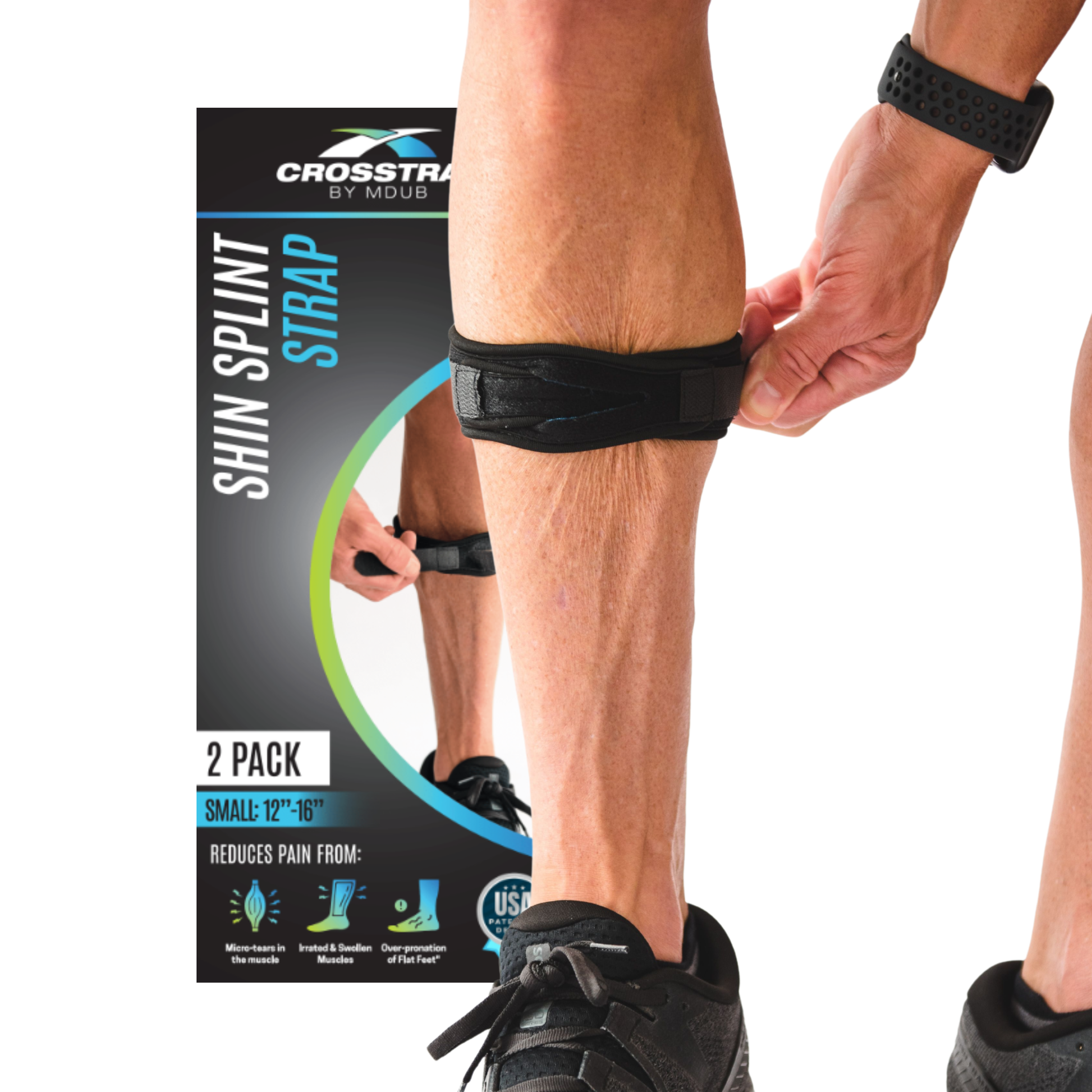 Crosstrap - Black Adjustable Neoprene Shin Splint & Leg Compression Support Straps - MDUB Athletics