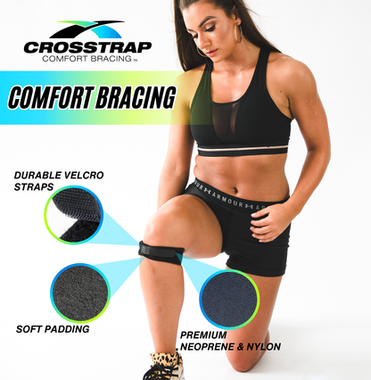 Crosstrap - Adult Black Stabilizing Knee Patella Pain Relief Straps For Exercise, Patella Tendon Strap