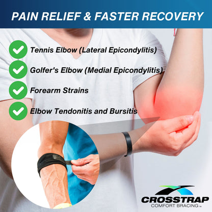 Crosstrap - Tennis Elbow Strap, Elbow Brace for Tendonitis and Elbow (Small) - MDUB Athletics