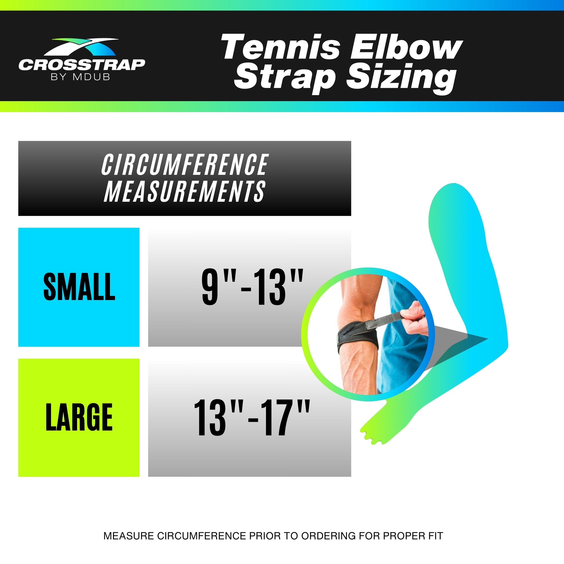 Crosstrap - Tennis Elbow Strap, Elbow Brace for Tendonitis and Elbow (Small) - MDUB Athletics