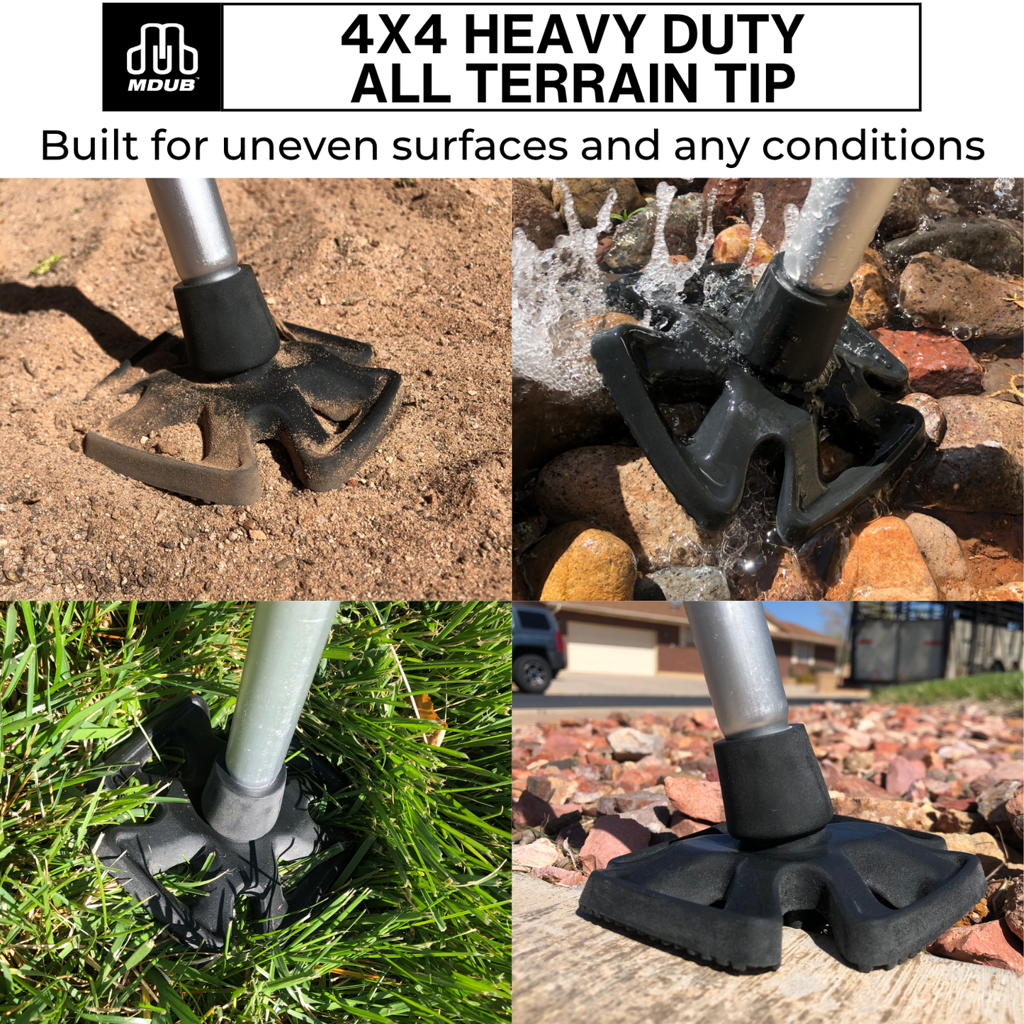 MDUB Medical Heavy Duty Sturdy Compact Design All Terrain Tip for Cane & Crutch